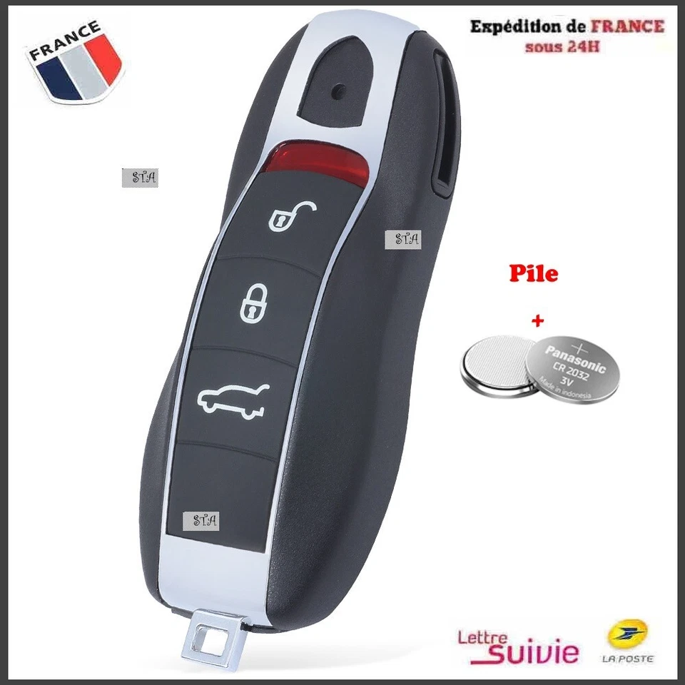 STBRAI Télécommande coque de clé 3 boutons Porsche Cayenne Panamera Macan 911
