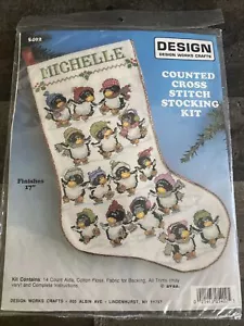 SKATING PENGUINS by Design Works *17" Stocking Cross Stitch Kit 5402 - Picture 1 of 4