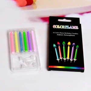 6pcs Colorful Flames Candles Paraffin Wax Cake Candles for Kids Children (6pcs) - Picture 1 of 9