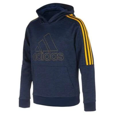 Adidas Niños 3 Rayas Azul/Amarillo Pullover Sudadera con Capucha Talla Pequeña (8 Años) Foto 1 de 2