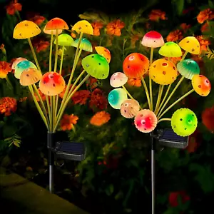 Solar Garden Lights, 2 Pack Solar Mushroom Lights Outdoor, Upgraded 24LED Mushro - Picture 1 of 12