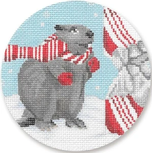 Needlepoint Handpainted Christmas CBK Beaver 4.5" - Picture 1 of 4