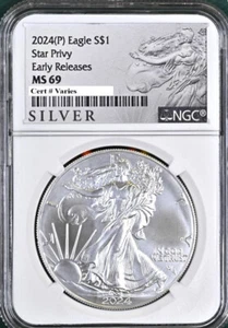 2024P Silver Eagle Con Estrella, NGC ms69 Temprano Releases Als Etiqueta - Imagen 1 de 3