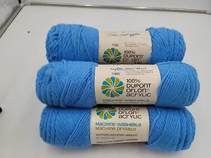 NEW 5 Skein LOT ~ DuPont ORLON 100% Acrylic Yarn #708 Light Sky Blue VINTAGE - Picture 1 of 5