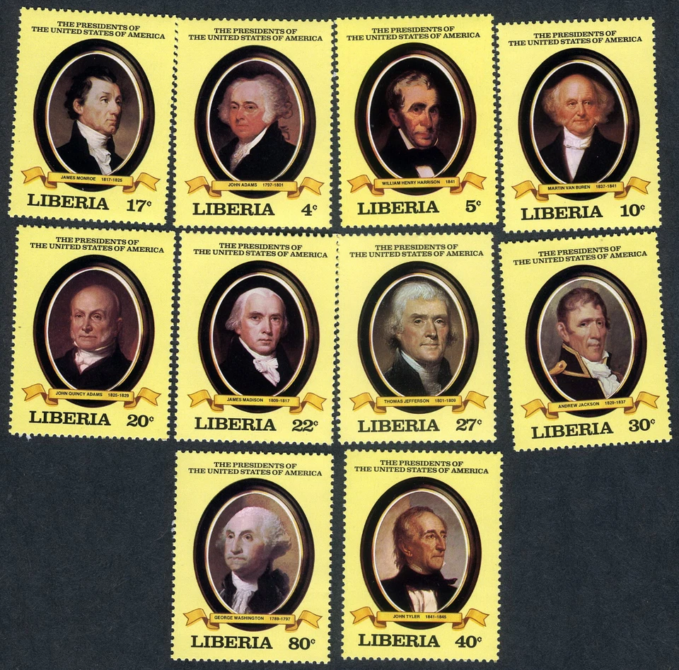 Liberia 1981 Presidentes estadounidenses 250 aniversario George Washington MNH (SC# 901-910) Foto 1 de 1