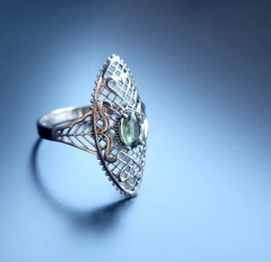Eszperra 💖 925 Sterling Silber Ring grüner Turmalin Edelstein Gr. 18 Schmuck - Picture 1 of 4