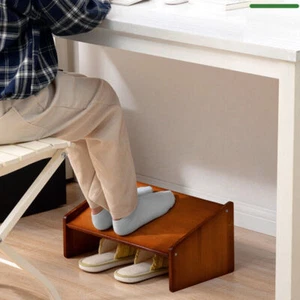 Home Office Bamboo Under Desk Footrest Adjustable Height Wooden Foot Rest Stool - Picture 1 of 84