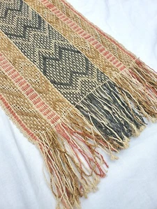 Natural Fiber Ethnic Decor Table Runner 9.5"x58" w/Fringe Tan Coral Gray - Picture 1 of 5
