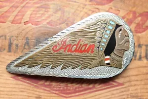 Vintage handgefertigte Indian Chief Türkis Intarsien Biker Gürtelschnalle - Bild 1 von 3