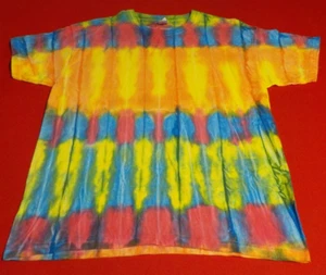 Mens 100% cotton Tie Dye T-shirt - "Fluro Multicolour Stripe" size Large, new. - Picture 1 of 2
