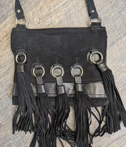 Free People Umhängetasche Handtasche Rindsveloursleder schwarz - Bild 1 von 8