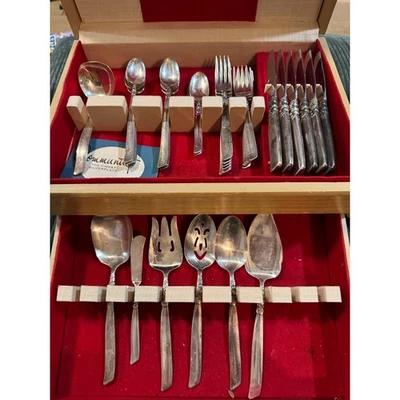 Community Silverplate Flatware Set 39 Pieces with Wooden Case - Image 1 of 4