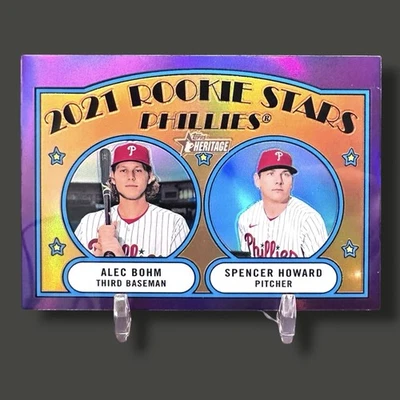 2021 Topps Heritage  Alec Bohm / Spencer Howard #11 Chrome Purple Refractor SP - Image 1 of 2
