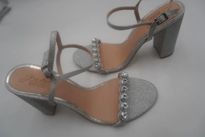 Jewel Badgley Mischka Alyna Bridal Crystal Embellished Strappy Heeled Sandal 9.5 - Image 1 of 4