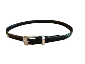 Brighton Cintura Pelle Skinny Perline Western Southwestern Nera /34" Ottima -A - Foto 1 di 6