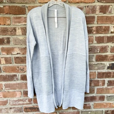 Cárdigan Suéter Lululemon Sit in Lotus Talla 6 Azul Gris Lana Mezcla Lana Merino Foto 1 de 4