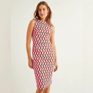 Boden Colorful sleeveless Martha Roll Collar Basketweave Sheath Dress, sz 16/18L - Picture 1 of 14
