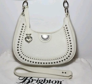 BRIGHTON PRETTY TOUGH JEM WHITE CRESCENT SHAPE STUDDED CROSS BODY HANDBAG R$350 - Picture 1 of 16