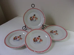 4 platos de muñecos de nieve de vacaciones de gres Trisa de 7" - Imagen 1 de 3