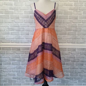 Vestido Anthropologie Maeve Encaje Verano Casa Midi 10 Femenino Naranja Rosa Púrpura - Imagen 1 de 10