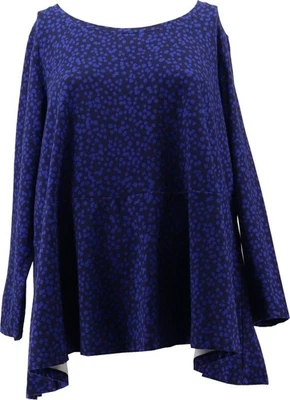 Top Isaac Mizrahi Dobladillo Trapecio Estampado Lunares Azul Marino M Nuevo sin Etiquetas (1053) Foto 1 de 4