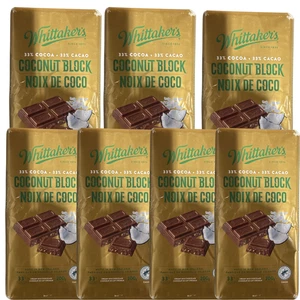 PACK de 7 bloques de chocolate de coco Whittaker’s 250 g chocolate premium de Nueva Zelanda - Imagen 1 de 1
