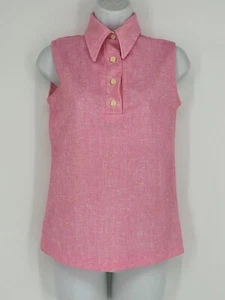 Polo donna vintage Harburt rosa misto bianco collo smanicato taglia 8 - Foto 1 di 8
