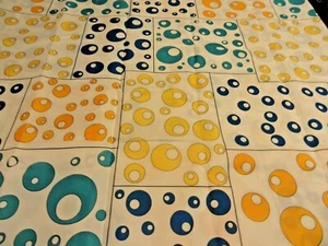 new FABRIC SHOWER CURTAIN Colorful Dots ROUND blue yellow gold Circles Bubbles - Picture 1 of 5