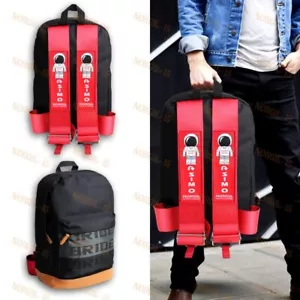 BACKPACK RED ASIMO RACING HARNESS SHOULDER STRAPS FOR HONDA JDM BRIDE RACING - Picture 1 of 7