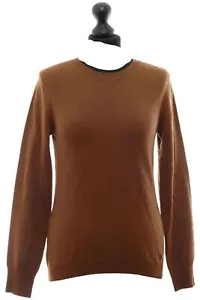BRAX Ladies Pullover Sweater 36 Braun Uni Lightweight Crew Neck Fine Knit - Picture 1 of 5