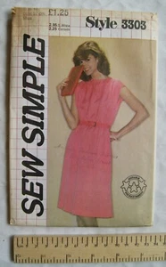 1981 Style Pattern No. 3303 Sew Simple Misses pullover dress size 16, 97 cm bust - Picture 1 of 1