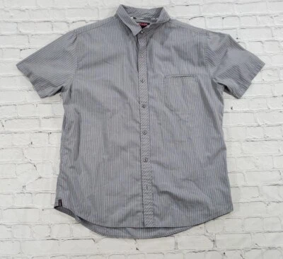 Tony Hawk Gray Striped MENS SIZE XXL Short Sleeve Button Up Shirt - Image 1 of 4