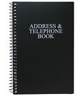 Iconikal Spiral-Bound Address and Telephone Book with Plastic Cover, Black
