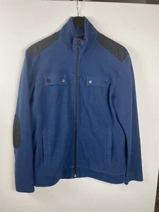 ALFANI Mens Large Slim Fit Full Zip Jacket Cotton/Polyester Navy Blue - Picture 1 of 8