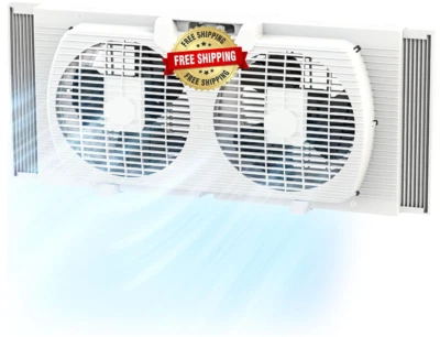 Ventilador De Ventana Con Flujo De Aire Silencioso Reversível, Aspas Gemelas NOVO - Imagem 1 de 4