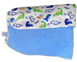 7B !WOW! NWOT KIDGETS Blue Orange DINOSAUR Plush Velour Sherpa Baby Crib Blanket - Picture 1 of 5
