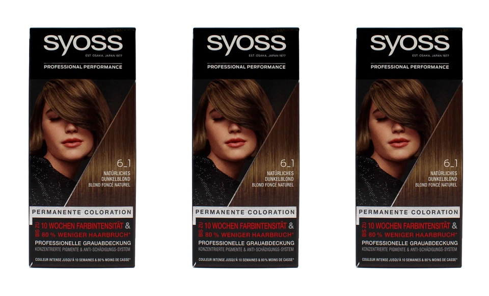 3x Syoss Natürliches Dunkelblond 6_1 Permanente Coloration , EAN4015100802337 - Bild 1 von 1