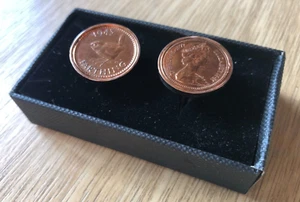 Penny & Farthing Coin Cufflinks 1977 1943 Birthday years Celebration - Picture 1 of 6