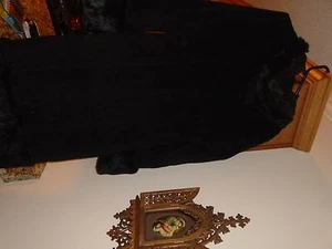 Arden B Mantel mit Angorawolle Kaninchenfell Kapuzenbesatz lang schwarz Cape Kapuze  - Bild 1 von 12