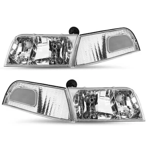 For 98-11 Ford Crown Victoria Chrome Housing Headlights+Corner Signal Lamp Set - Picture 1 of 7