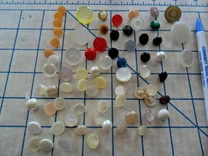 71 Colorful Vintage Pearly top & Dome Buttons - Picture 1 of 3