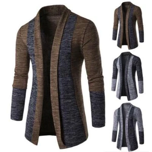 Stylish Mens Knitted Cardigan Jacket Slim Long Sleeve Casual Sweater Coat Blazer - Picture 1 of 7