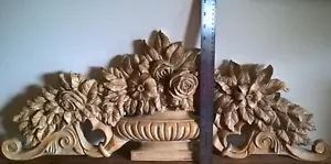 John Henry Belter Baroque Style 32" Wall Art Architectural Pediment Floral Urn - Picture 1 of 8