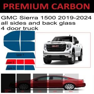 Premium Nano Carbon Window Tint fits GMC Sierra 1500 truck 2019-2025 Precut Tint - Picture 1 of 8