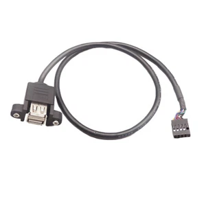 50cm 2 USB 2.0 A Female Panel Mount To Motherboard 9 Pin PCB Socket Header Cable - Picture 1 of 12
