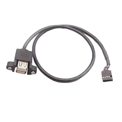 50cm 2 USB 2.0 A Female Panel Mount To Motherboard 9 Pin PCB Socket Header Cable - Image 1 of 4