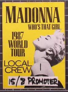 Madonna Pass Ticket Original Vintage Local Crew Who's That Girl World Tour 1987 - Picture 1 of 12