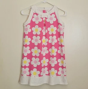 Costume Gymboree 12 rosa abito fiori hippy retrò mod senza maniche bianco giallo - Foto 1 di 3