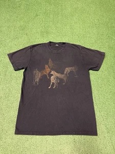Vintage 90s Conversation Of Coyotes Nature Shirt Size Medium Black Animals Art - Picture 1 of 11