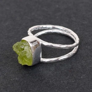 Natural Peridot Crystal Ring 925 Sterling Silver Peridot Birthstone Ring-RR131 - Picture 1 of 2